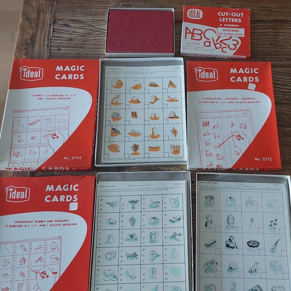 Vintage 1960s NOS Ideal Educational Magic Cards & Cut Out Letters Numbers